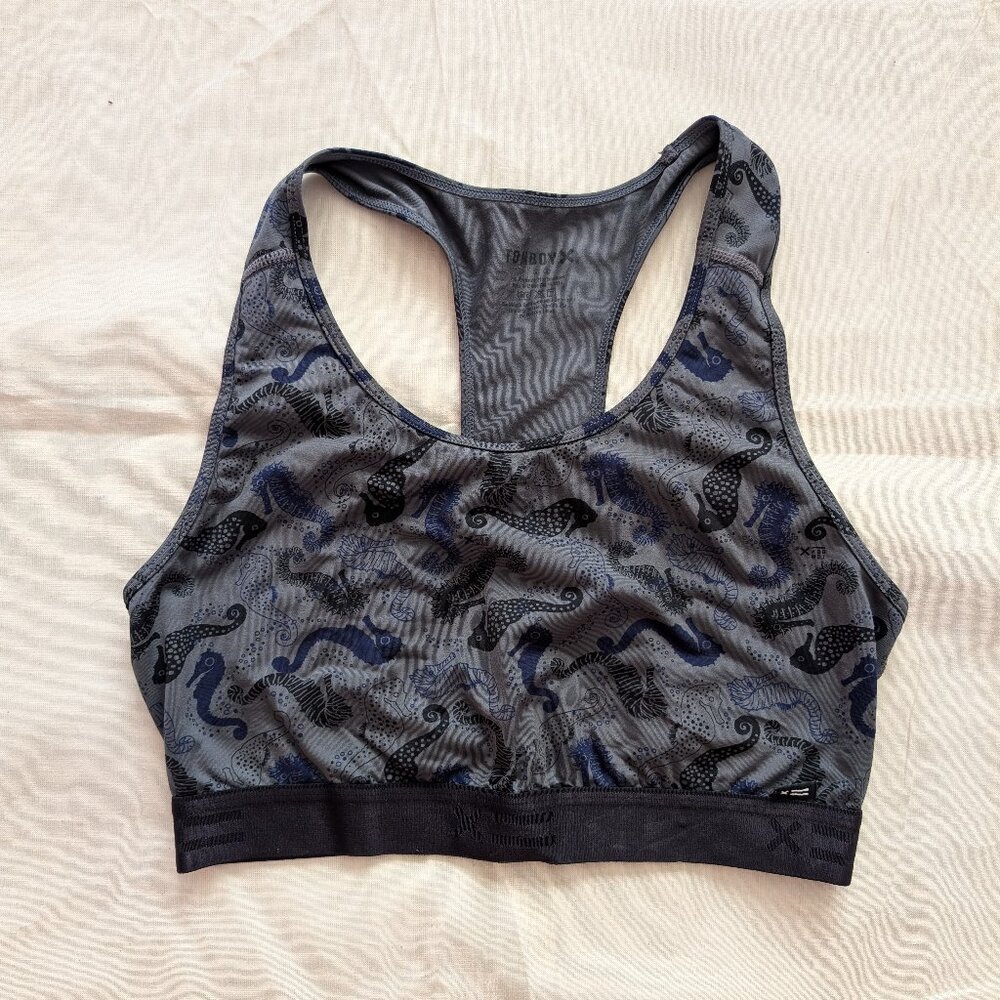 Tomboyx Grey Sea Horse Sports Bra Swimwear Top (small)